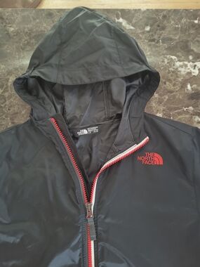 The North Face Black Hooded Shell Jacket with Red Logo